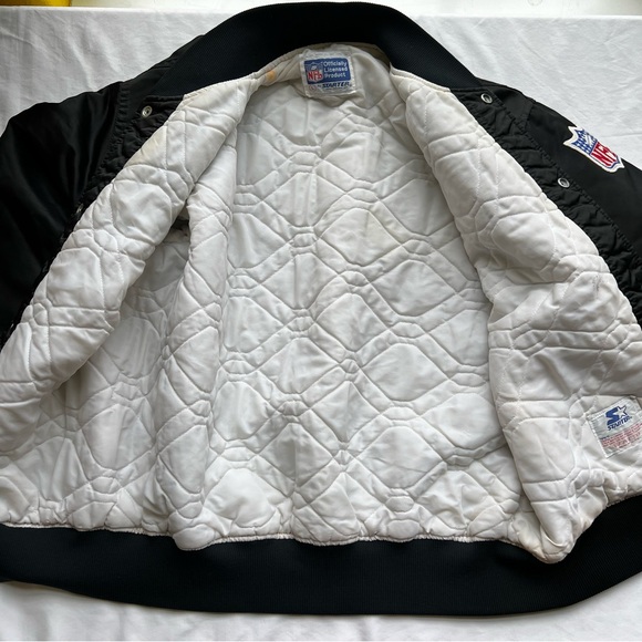 Vintage NFL Pro Line by Starter Los Angeles Raiders Football Satin Bomber Jacket - Picture 11 of 16